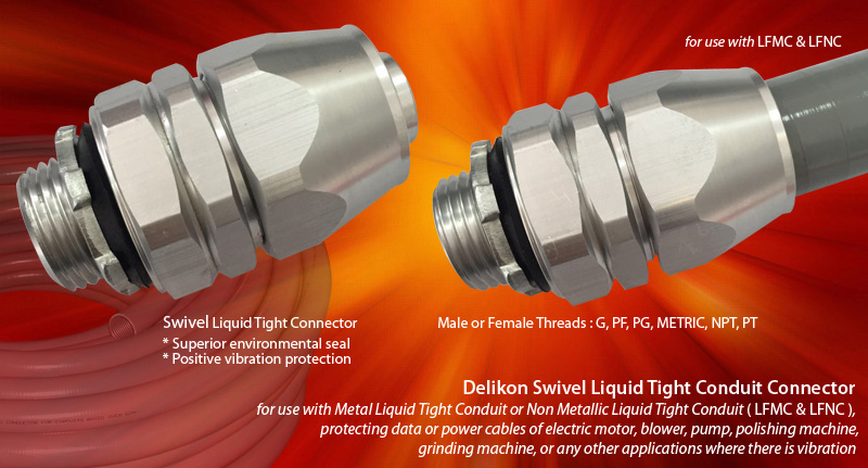 [CN] Delikon industry Automation Aluminum Liquid Tight Connector, Fixed and Swivel Liquid Tight Conduit Fittings Delikon Aluminum Swivel Liquid Tight Connector 